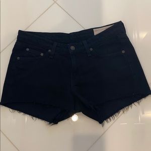 rag & bone cutoff denim black jean shorts